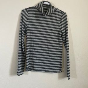 Size medium, gray and black, striped long sleeve, crewneck/turtleneck loft brand